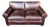 Restoration Hardware Brown Leather Two-Cushion Sofa With Rolled Arms and Bun Feet For Sale