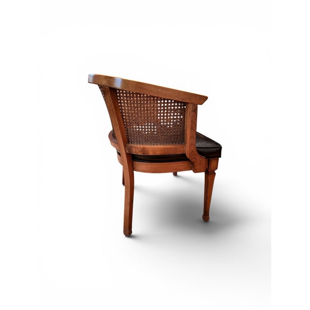 Traditional Three Vintage Cane Back Club Chairs and Fluted Pedestal Round Table For Sale - Image 3 of 6