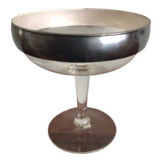 Dorothy Thorpe Silver Banded Rim Pedestal Candy Dish For Sale
