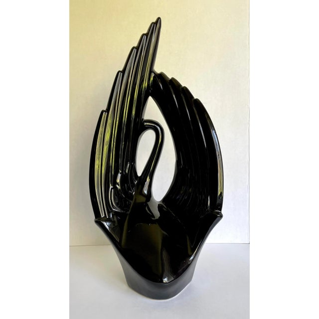 Ceramic 1960's Royal Haeger Pottery Black Ceramic Swan For Sale - Image 7 of 10