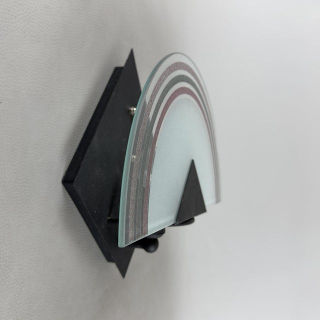 1970s Crescent Moon Wall Lamp in Satin Murano Glass and Metal, 1970s For Sale - Image 5 of 14