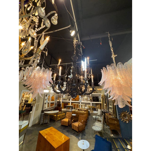 19th Century Italian Carved Wood and Iron Chandelier For Sale - Image 4 of 13