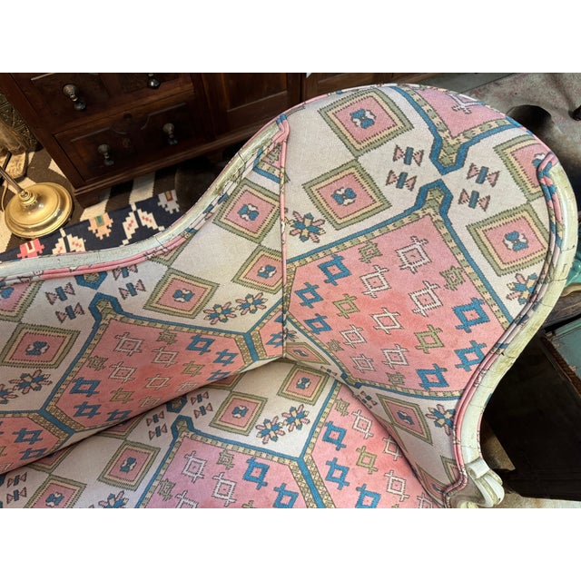 Vintage French Provincial Style Settee With Gorgeous Upholstery For Sale - Image 14 of 14
