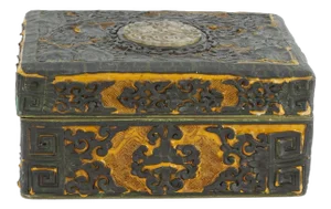 Antique Chinese Lacquer and Hardstone Enamel Playing Card Box Circa 1920