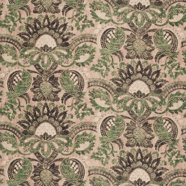 Zoffany Pomegranate Print Fabric in Tuscan Pink/Huntsman Green For Sale