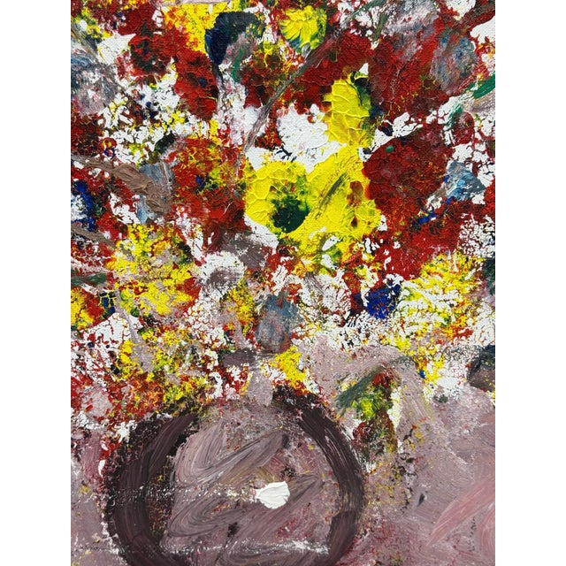 1970s 1970s Original Signed Abstract Floral Painting by Kathy Mabry For Sale - Image 5 of 11