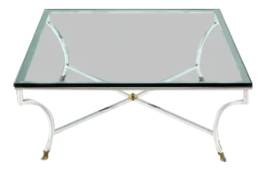 Vintage Mid Century Glass-Top Square Coffee Table