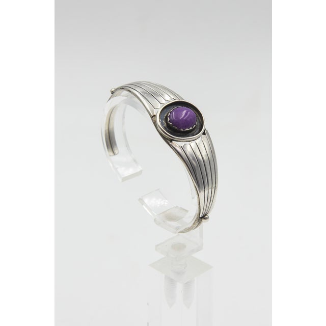 Late 20th Century Native American Sugilite Sterling Silver Cuff Bracelet For Sale - Image 9 of 12