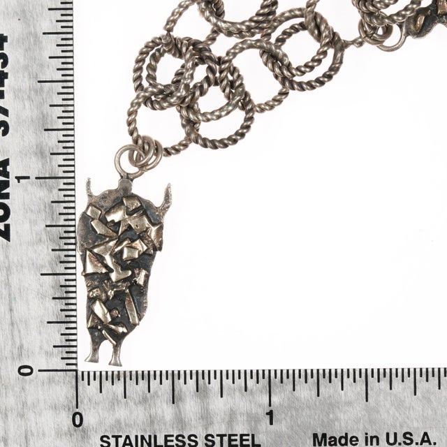 Gold Lyndon B Tsosie Navajo 14k/sterling Tufa cast brutalist dancers necklace For Sale - Image 8 of 10