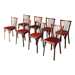 French Reconstruction Bistro Chairs from Baumann, 1950s, Set of 8 For Sale