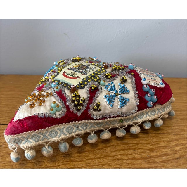 Red Antique English Ww1 Sweetheart Pin Cushion For Sale - Image 8 of 11