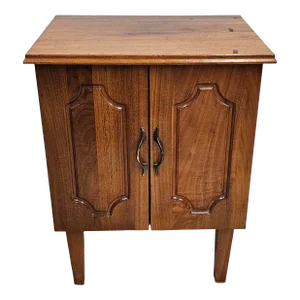 Late 20th Century Handcrafted Solid Walnut Stained French Panel Side Cabinet