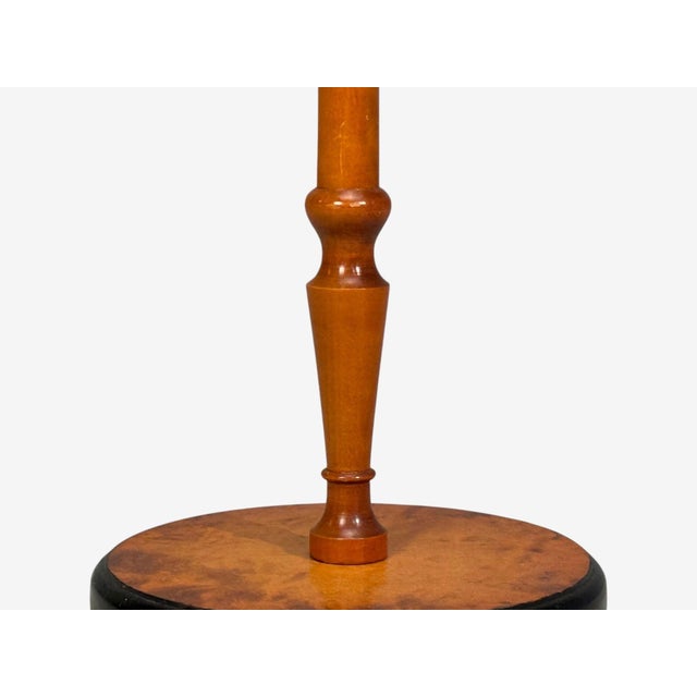 1940s Swedish Modern, Floor Lamps, Burl, Ebonized Wood, Fabric - a Pair For Sale - Image 12 of 13