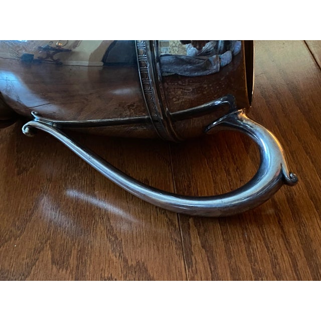 1960s Crescent Silver MFG Corp Silver-Plated Pedestal Water Pitcher 64 Ounces Capacity Deco Style With Strainer at Spout For Sale - Image 11 of 13