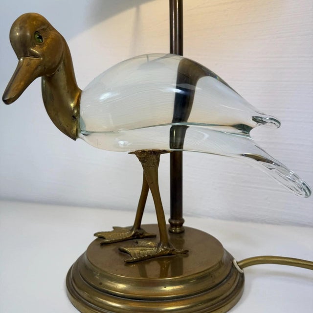 Florence Lamp in Brass with Glass Duck, Italy, 1960s For Sale - Image 3 of 16