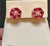 3 Carat Ruby & Diamond Floral Cluster Flower Stud Earrings 14 Karat Yellow Gold For Sale - Image 11 of 18