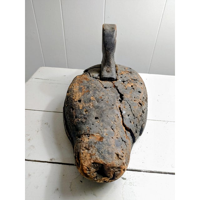 American Early 20th Century Primitive Weathered Wood & Cork Duck Decoy For Sale - Image 3 of 8