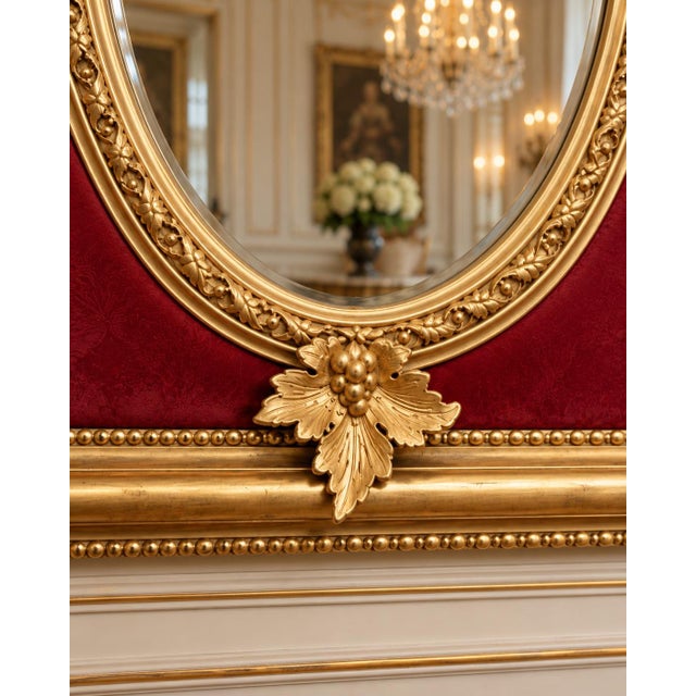 Wood Mid 20c French Artisan Louis XVI Gold Wood Wall Mirror For Sale - Image 7 of 8