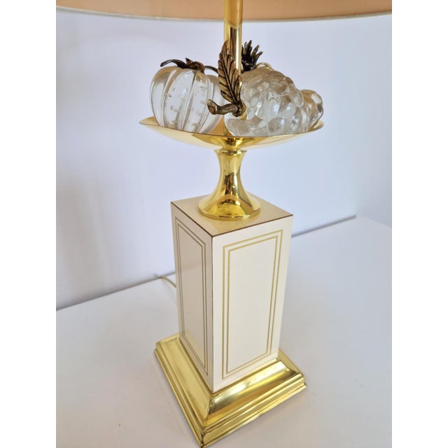 Regency Fruit Bowl Table Lamps in Brass and Crystal from Maison Le Dauphin, 1970s, Set of 2 For Sale - Image 11 of 13