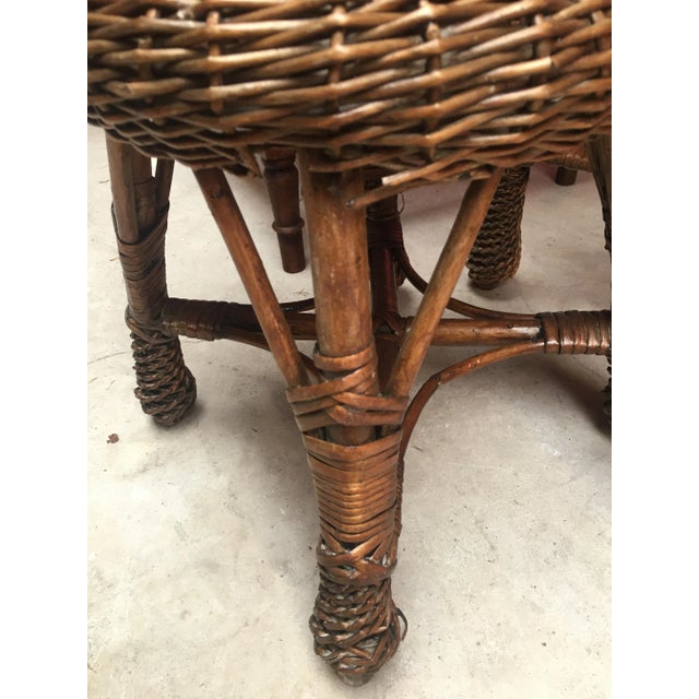 Table and 2 Wicker Stools 1960s, Set of 3 For Sale - Image 9 of 14