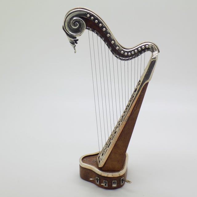 Vintage Italian Harp Figurine in Wood and Silver 800 by Sacchetti, 1980s For Sale - Image 12 of 12