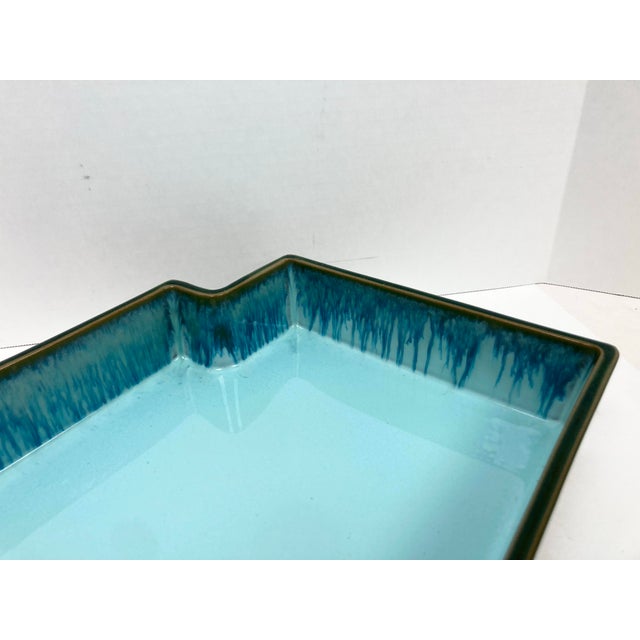 Japanese Mid 20th Century Glazed Ceramic Ikebana Tray With Interlocking Squares Form For Sale - Image 10 of 11