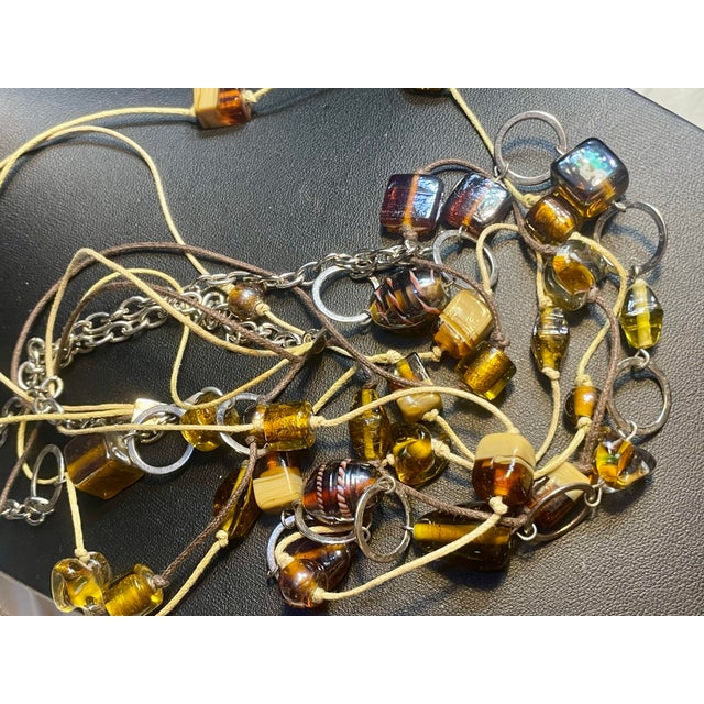1940s Early MCM Jewelry Bohemia Glass Lampwork, Early Mold Amber Glass and Sommerso Foil Glass. For Sale - Image 5 of 8