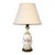 Vintage Sage Green & Ivory Floral Ceramic Table Lamp With Brass Accents For Sale