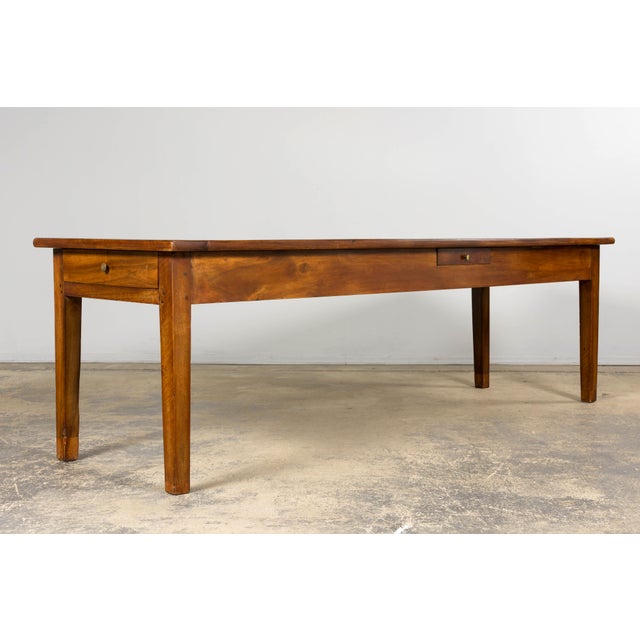 Late 19th Century French Provincial Walnut Farmhouse Table With Four Drawers For Sale - Image 16 of 18