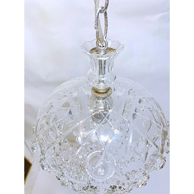 Silver Vintage Hand Cut Glass Dish Basket Chandelier For Sale - Image 8 of 8