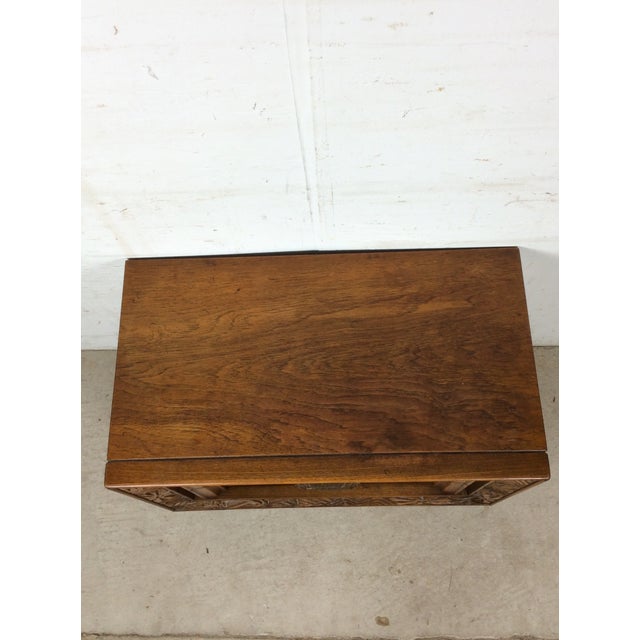 Mid-Century Modern Mid Century Modern Two Drawer Nightstand With Unique Brass Hardware For Sale - Image 3 of 16