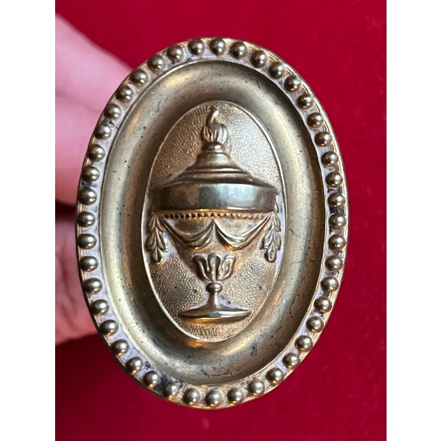 Antique Early 19th Century American Federal Neoclassical Brass Mirror Support or Picture Hook With Urn Decoration Circa 1810 - 1820 For Sale - Image 4 of 10