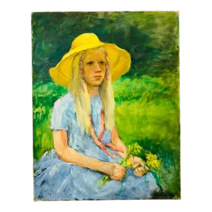1980s "Portrait of Daisy" Original Oil Painting by Mildred C. Jones