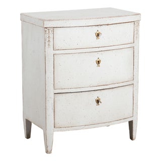 19th Century Gray Danish Bow Front Small Chest of Three Drawers or Nightstand For Sale