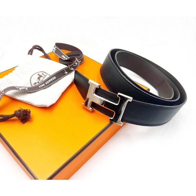 Hermes Constance 32mm Silver H Black Brown Reversible Belt 90cm *Marked Hermes *Made in France *X (2016) *Comes with the...