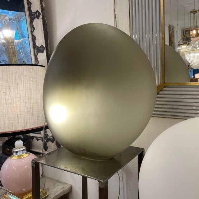 Globular Lamp in Frosted Gray Glass, 1980s For Sale - Image 4 of 5