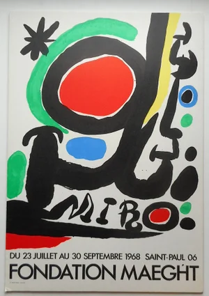 Vintage Mid 20th C. Modern Miro Litho 20"x29.5"