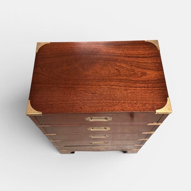 Mid-Century British Campaign Style Chest of Drawers For Sale - Image 6 of 10