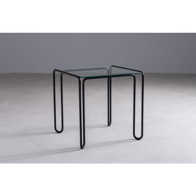Mid-Century Modern Vintage Wireframe Side Table with Glass Top, 1980s For Sale - Image 3 of 8
