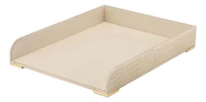 AERIN Classic Croc Leather Paper Tray, Fawn