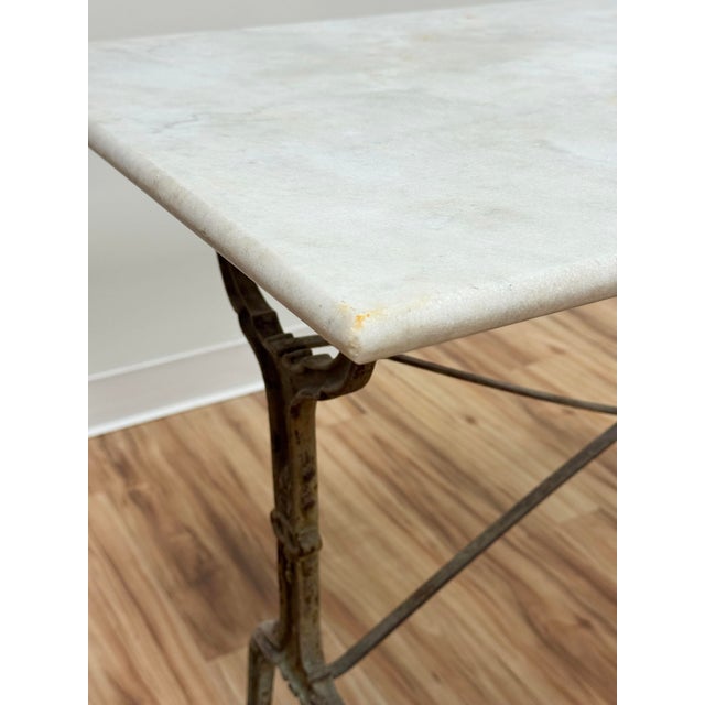 Antique French Style Marble Top Cast Iron Bistro Table For Sale - Image 13 of 16