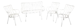 Vintage Garden Bench and Chairs, 1950s, Set of 4