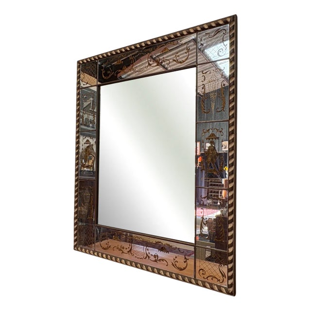 Large Venetian Style Wall Mirror, France, 1955 For Sale
