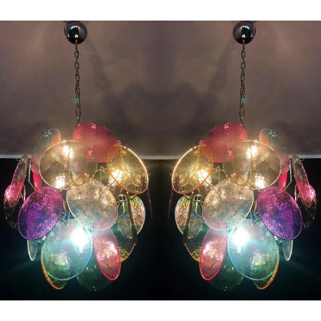 Italian Chandeliers in the style of Vistosi, 1980, Set of 2 For Sale - Image 4 of 18