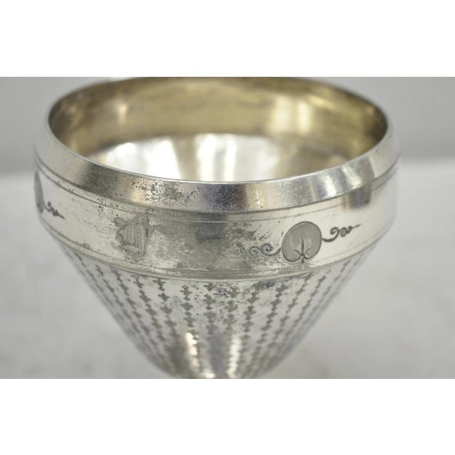 Antique Meriden English Victorian Silver Plated Goblet Cup W/ "H" Monogram For Sale - Image 11 of 16