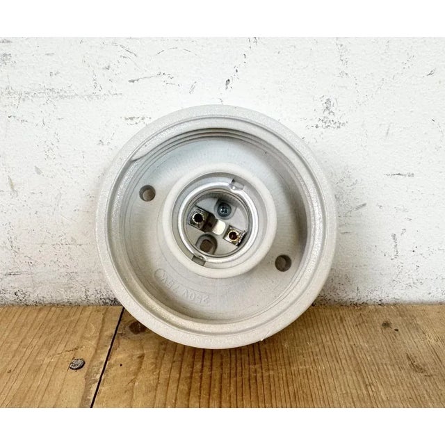 Glass Vintage White Porcelain Ceiling Light, 1970s For Sale - Image 7 of 12