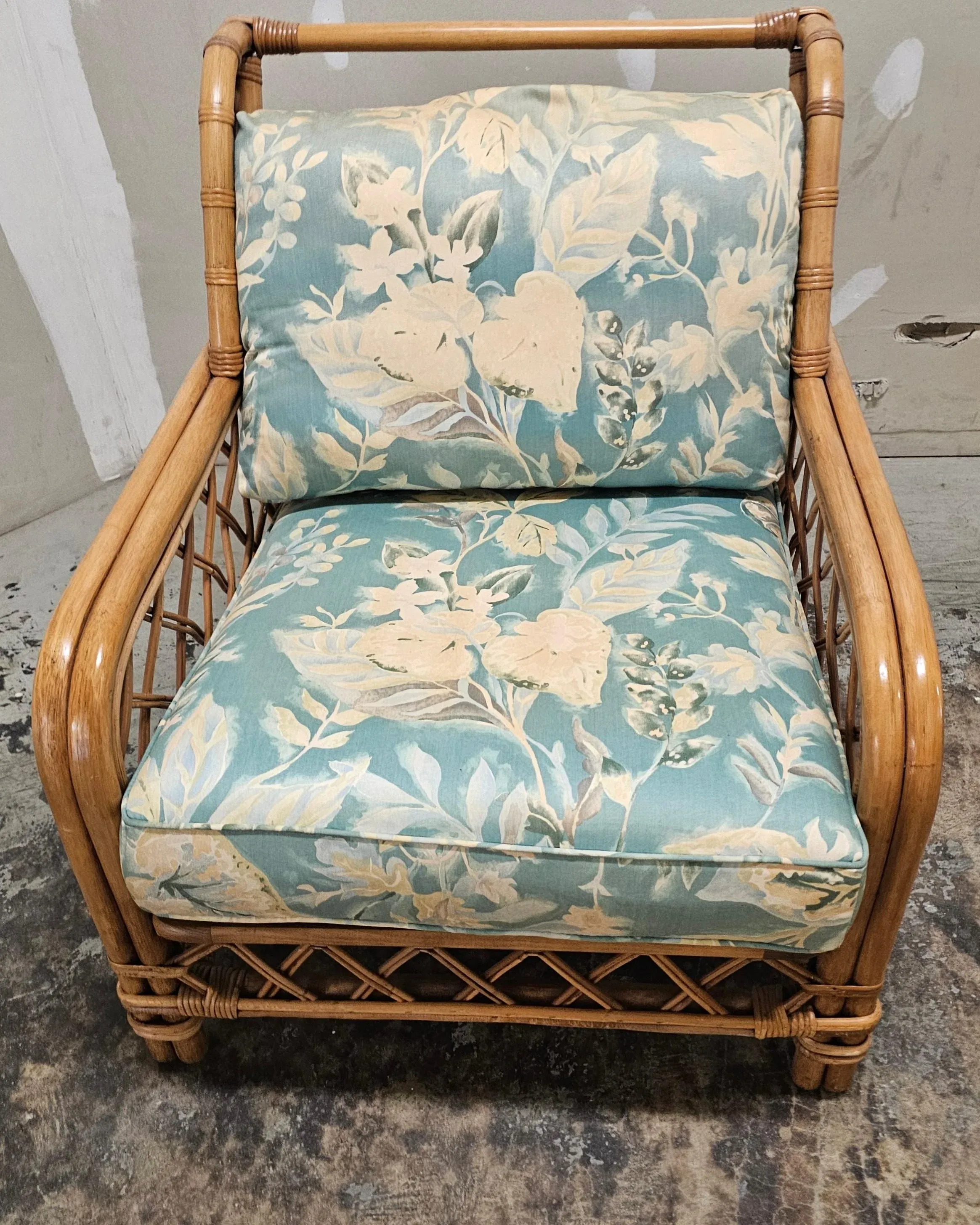 1980s Ficks Reed Tall Lattice Bamboo Club Chair | Chairish