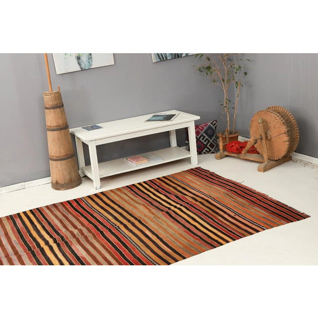 Mid 20th Century Vintage Striped Turkish Kilim Rug For Sale In Los Angeles - Image 6 of 7