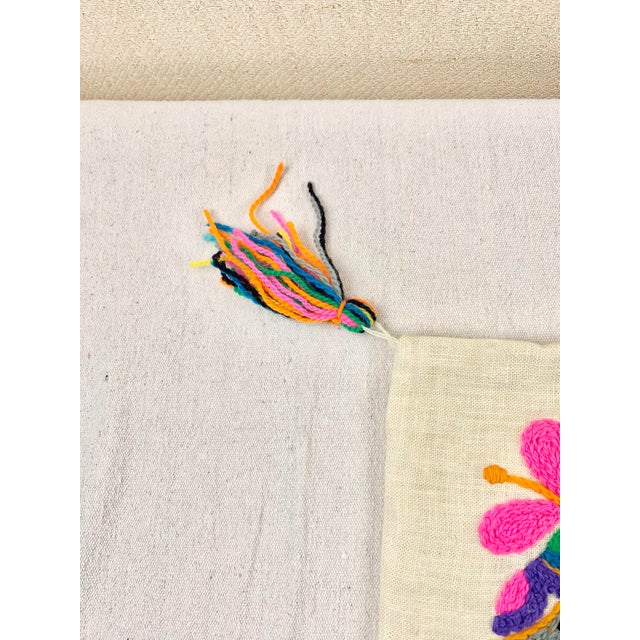 Vintage Handmade Crewel Embroidery Elephant Pillow Cover For Sale In New Orleans - Image 6 of 11