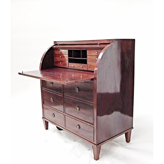 Wood English Cylinder Secretaire in Polished Mahogany, 1890s For Sale - Image 7 of 18